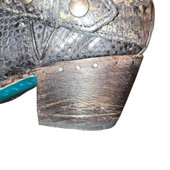 Lane NEW LB0470 Mattie Booties Size 7.5 Black Croc Embossed Leather Western - Picture 9 of 15